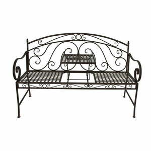 Czarna metalowa ławka ogrodowa Saket – Garden Pleasure obraz