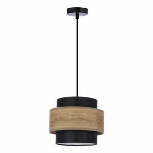 Czarno-naturalna lampa wisząca z tekstylnym kloszem ø 20 cm Twin – Candellux Lighting obraz