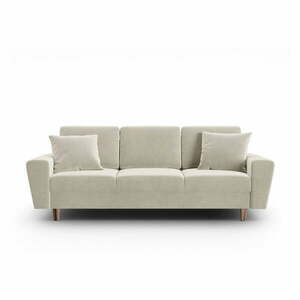 Beżowa aksamitna rozkładana sofa ze schowkiem 235 cm Kyoto – Cosmopolitan Design obraz