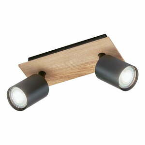 Czarno-naturalna lampa sufitowa z metalowym kloszem ø 9 cm Holton – Fischer & Honsel obraz