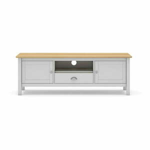 Biało-naturalna szafka pod TV z drewna sosnowego 158x53 cm Misti – Marckeric obraz
