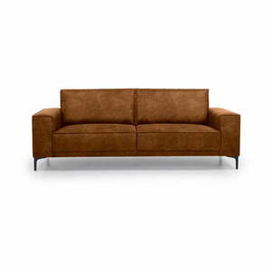 Koniakowa sofa z imitacji skóry 224 cm Copenhagen – Scandic obraz