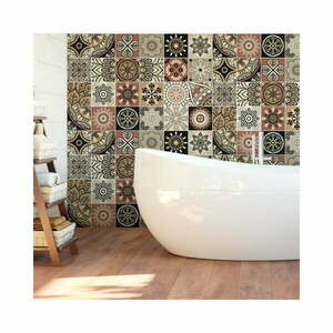 Zestaw 24 naklejek ściennych Ambiance Wall Stickers Tiles Piura, 15x15 cm obraz