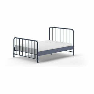 Niebieskie metalowe łóżko dwuosobowe ze stelażem 140x200 cm BRONXX – Vipack obraz