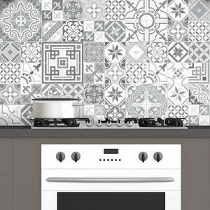 Zestaw 60 naklejek ściennych Ambiance Vintage Design Shade of Gray, 10x10 cm obraz
