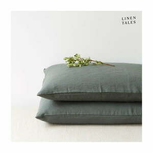 Lniana poszewka na poduszkę 40x40 cm Forest Green – Linen Tales obraz