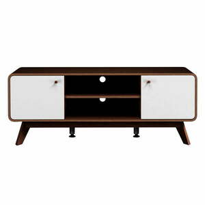 Biało-brązowa szafka pod TV w dekorze orzecha 140x53 cm Caitlin – Støraa obraz