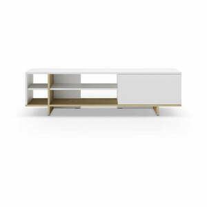 Biała szafka pod TV w dekorze dębu 160x44 cm Cequoia – Marckeric obraz