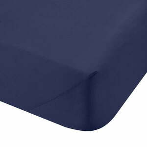 Ciemnoniebieskie prześcieradło z perkalu bawełnianego z gumką 185x200 cm Cotton Percale – Bianca obraz