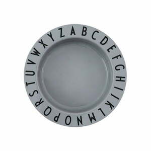 Szary głęboki talerz dla dzieci Design Letters Eat & Learn, ø 15, 5 cm obraz