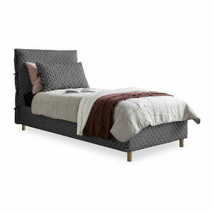Szare tapicerowane łóżko jednoosobowe ze stelażem 90x200 cm Sleepy Luna – Miuform obraz