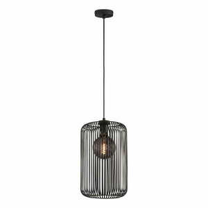 Czarna lampa wisząca z metalowym kloszem Cage – Fischer & Honsel obraz
