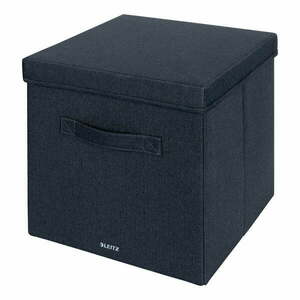 Ciemnoszare tekstylne pojemniki zestaw 2 szt. z pokrywką 33x38x32.5 cm – Leitz obraz