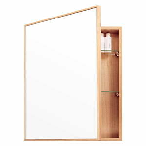 Lustro ze schowkiem z drewna dębowego Wireworks Mezza, 45x55 cm obraz
