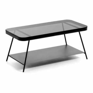 Czarny stolik ze szklanym blatem 45x90 cm Duilia – Kave Home obraz