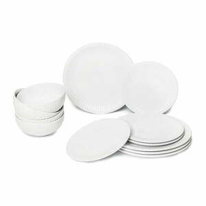 12-częściowy zestaw białych talerzy z porcelany Bonami Essentials Purita obraz