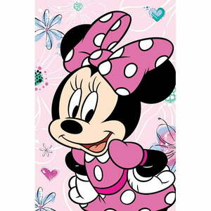 Różowy koc dziecięcy z mikropluszu 100x150 cm Minnie Flowers – Jerry Fabrics obraz