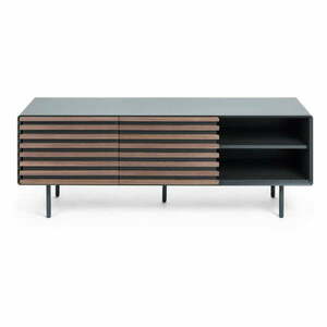 Czarna szafka pod TV w dekorze orzecha 162x58x45 cm Kesia – Kave Home obraz