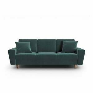 Morska aksamitna rozkładana sofa ze schowkiem 235 cm Kyoto – Cosmopolitan Design obraz