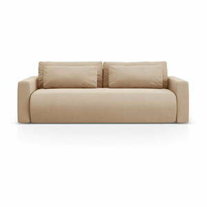 Jasnobrązowa aksamitna rozkładana sofa ze schowkiem 238 cm Belfast – Cosmopolitan Design obraz