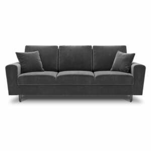 Jasnoszara aksamitna rozkładana sofa ze schowkiem 235 cm Kyoto – Cosmopolitan Design obraz