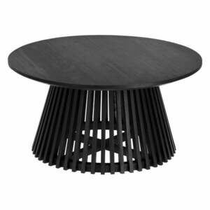 Czarny stolik z drewna tekowego Kave Home Irune, ⌀ 80 cm obraz