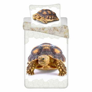 Biało-brązowa bawełniana pościel dziecięca jednoosobowa 140x200 cm Tortoise – Jerry Fabrics obraz