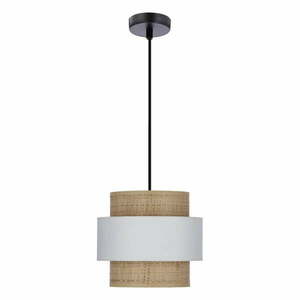 Biało-naturalna lampa wisząca z rattanowym kloszem ø 20 cm Rattan – Candellux Lighting obraz