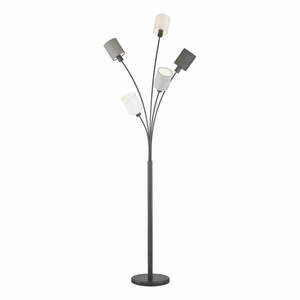 Czarno-szara lampa stojąca z tekstylnym kloszem (wysokość 172 cm) Koi – Fischer & Honsel obraz