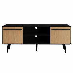Czarna szafka pod TV w dekorze dębu 140x53 cm Chantal – Støraa obraz