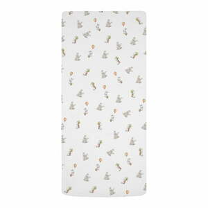 Białe prześcieradło dziecięce jednoosobowe z satyny bawełnianej z gumką 90x200 cm Hugging Bunnies – Butter Kings obraz