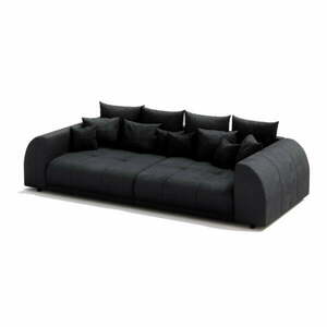 Czarna sztruksowa rozkładana sofa 310 cm Vanessa – Ropez obraz