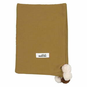 Koniakowy koc dziecięcy muślinowy 100x140 cm Pompon – Malomi Kids obraz