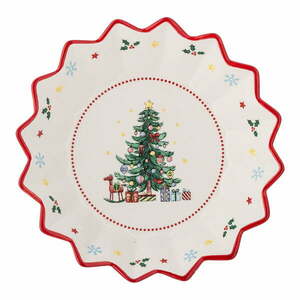 Czerwono-kremowy ceramiczny talerz do serwowania ze świątecznym motywem ø 20 cm Naive – Bloomingville obraz