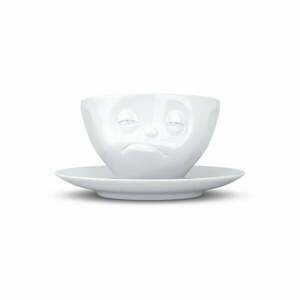 Biała porcelanowa nadąsana filiżanka ze spodkiem 58products obraz