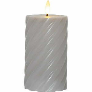 Szara woskowa świeca LED Star Trading Flamme Swirl, wys. 15 cm obraz