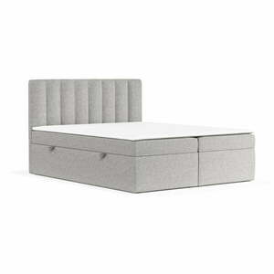 Jasnoszare łóżko boxspring ze schowkiem 180x200 cm Novento – Maison de Rêve obraz