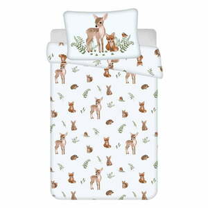 Biało-brązowa bawełniana pościel dziecięca do łóżeczka 100x135 cm Forest Animals – Jerry Fabrics obraz