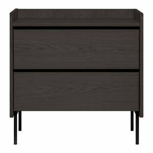 Czarna wysoka komoda w dekorze dębu 80x82 cm Wrap – Bonami Selection obraz