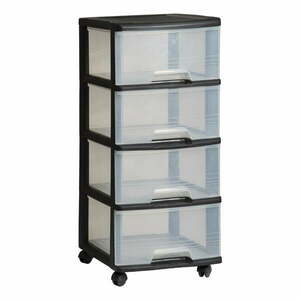 Czarno-transparentny plastikowy regał na kółkach 37x80, 5 cm – Curver obraz