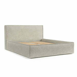 Beżowe tapicerowane łóżko dwuosobowe ze schowkiem i stelażem 180x200 cm Lounge L – Maison de Rêve obraz
