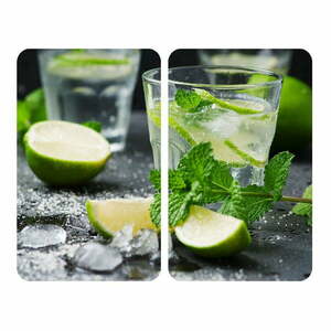 Zestaw 2 szklanych płyt ochronnych na kuchenkę Wenko Mojitos, 52x30 cm obraz