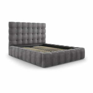 Szare tapicerowane łóżko dwuosobowe ze schowkiem i stelażem 160x200 cm Bali – Cosmopolitan Design obraz