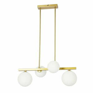 Lampa wisząca w biało-złotym kolorze ze szklanym kloszem Kama – Candellux Lighting obraz