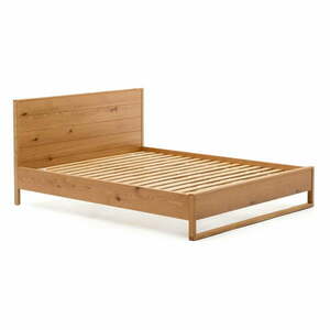 Łóżko dwuosobowe z litego drewna dębowego ze stelażem 160x200 cm Alguema – Kave Home obraz