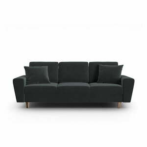 Ciemnoszara aksamitna rozkładana sofa ze schowkiem 235 cm Kyoto – Cosmopolitan Design obraz