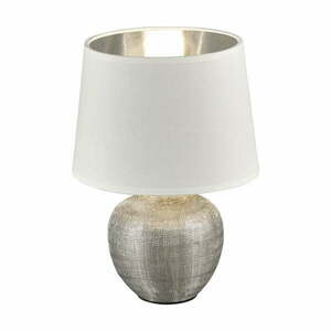 Biała lampa stołowa z ceramiki i tkaniny Trio Luxor, wys. 26 cm obraz