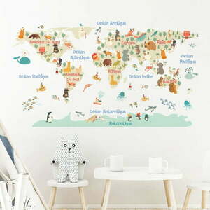 Mapa dla dzieci 130x130 cm Pastel World Map – Ambiance obraz