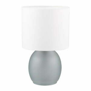 Lampa stołowa w biało-srebrnym kolorze z tekstylnym kloszem (wys. 29 cm) Vela – Trio obraz
