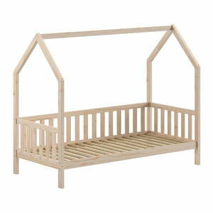 Łóżko dziecięce z litego drewna sosnowego w kształcie domku ze stelażem 90x200 cm Cabane – Vipack obraz